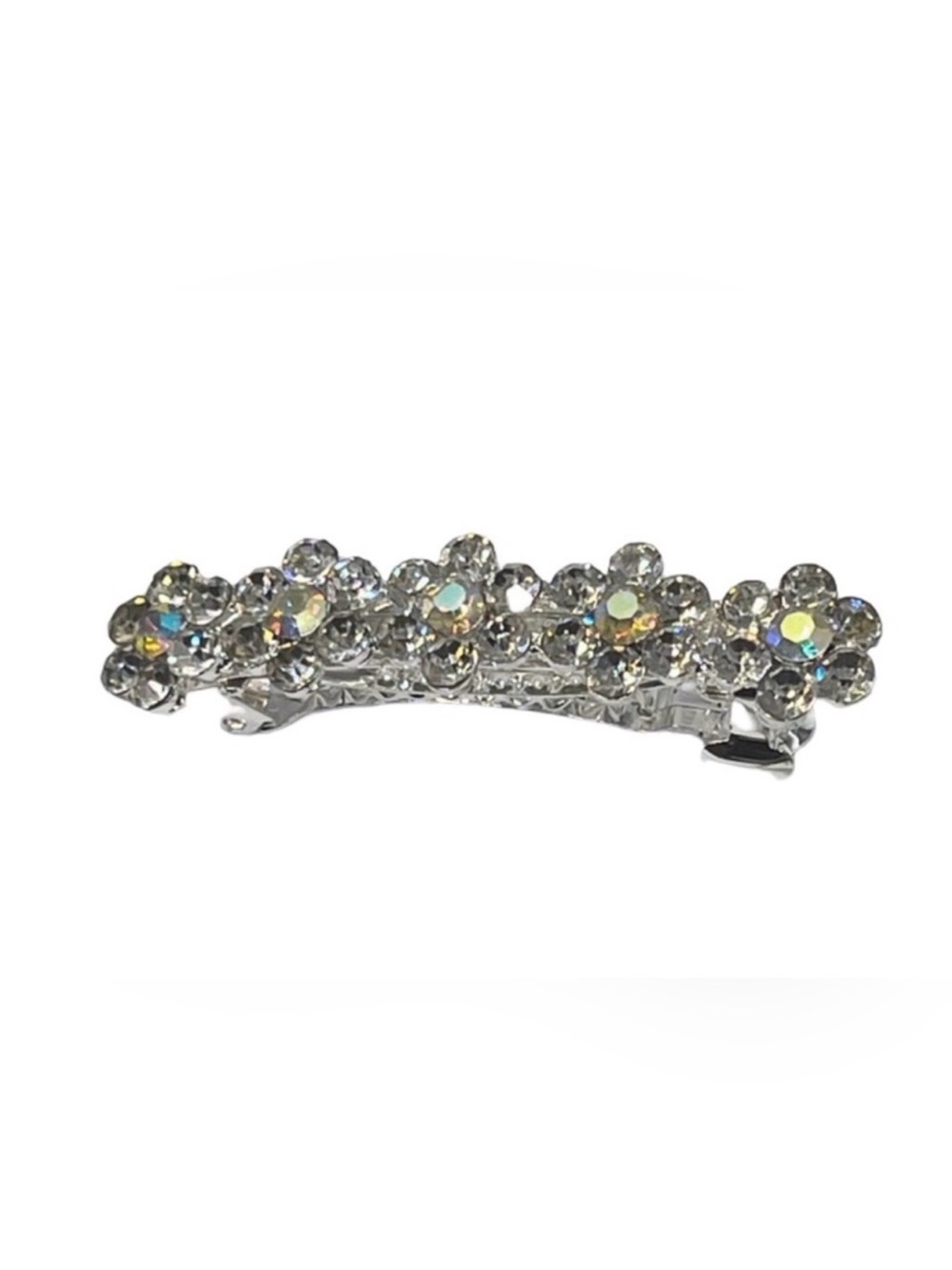 Crystal Flower Silver Rhinestone Hair Clip 2.0”